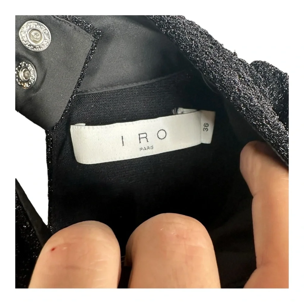 IRO Paris 36 Black Foa Sparkly Cutout Blouse High Neck Party Cocktail Sexy - Picture 6 of 15